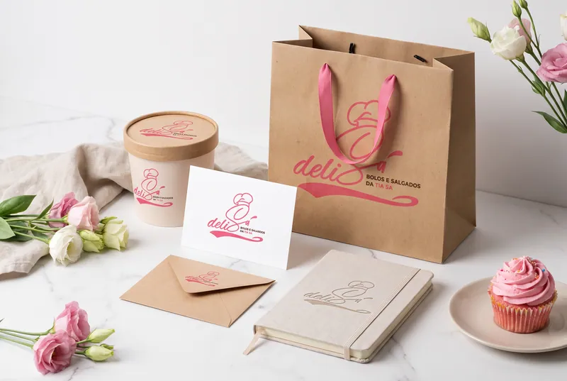 Sacola de papel e cartões Delisá com flores