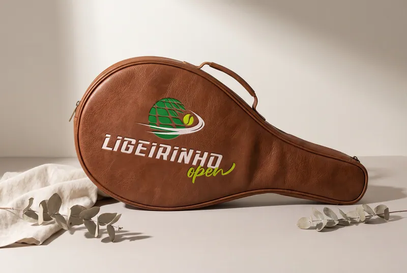 Raqueteira de couro com o logotipo Ligeirinho Open bordado