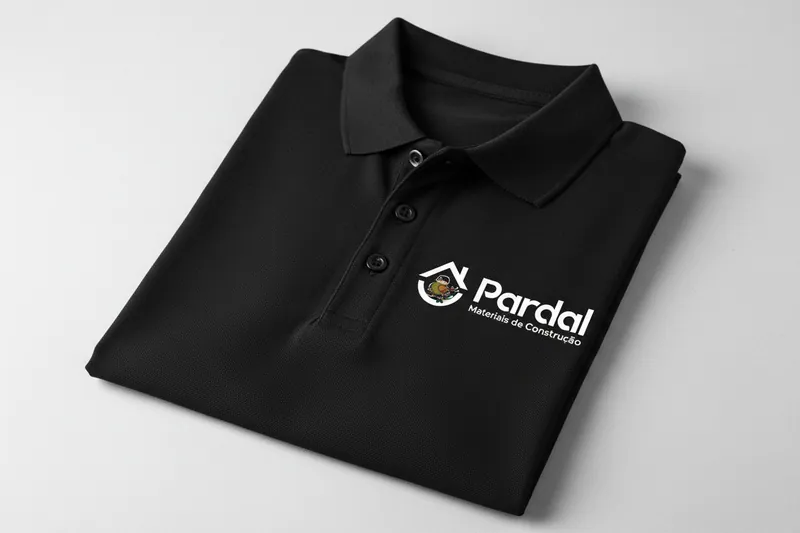 Camisa polo preta com o logotipo Pardal