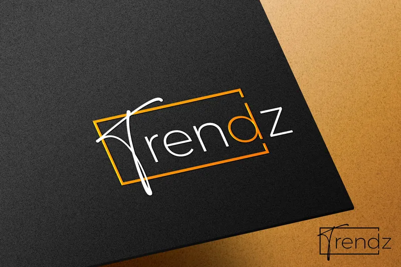 Logotipo Trendz Films em laranja e branco sobre papel preto