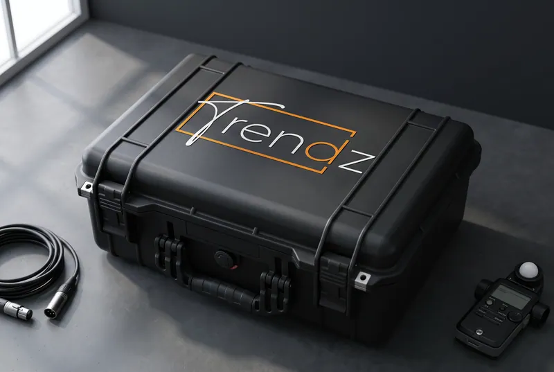 Case de equipamento preto com o logotipo Trendz