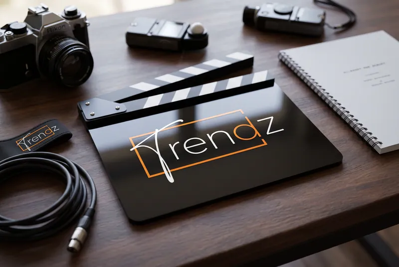Mousepad Trendz em uma mesa de edição com câmera e cabos