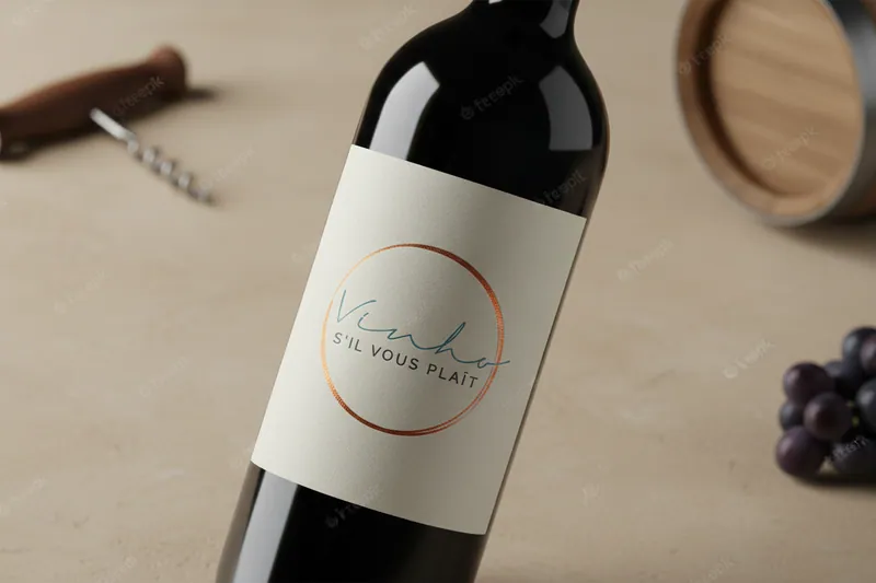 Garrafa de vinho com rótulo S'il Vous Plaît