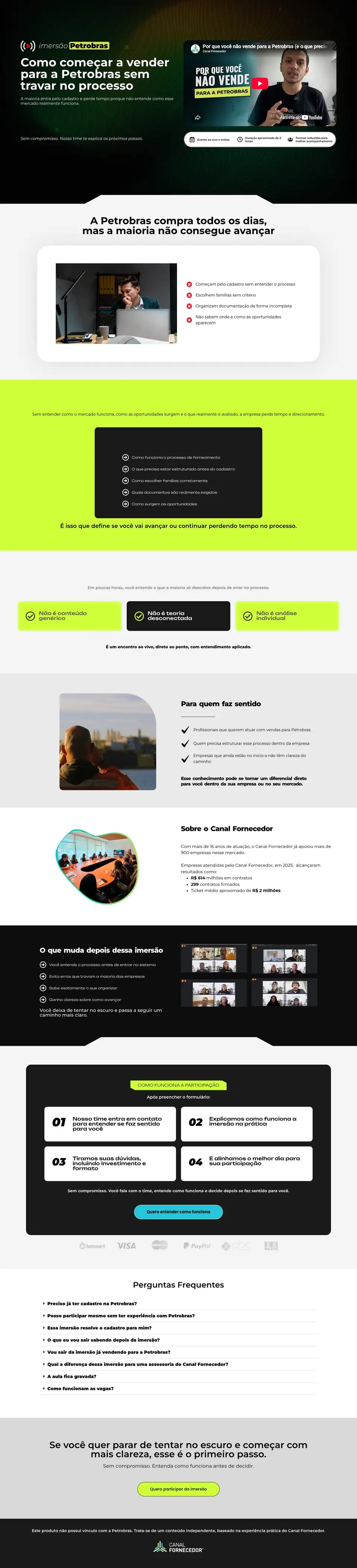 Página inicial do site Imersão Petrobras