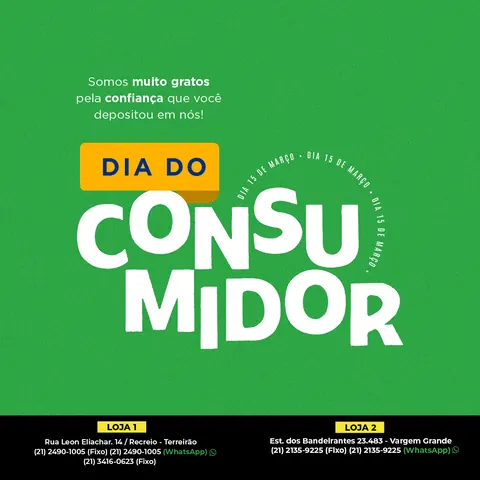 Dia do Consumidor em verde e branco com tipografia grande