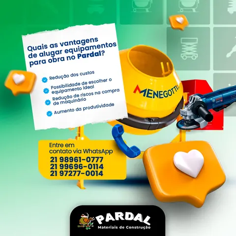Pardal: “Quais as vantagens de alugar equipamentos para obra?”
