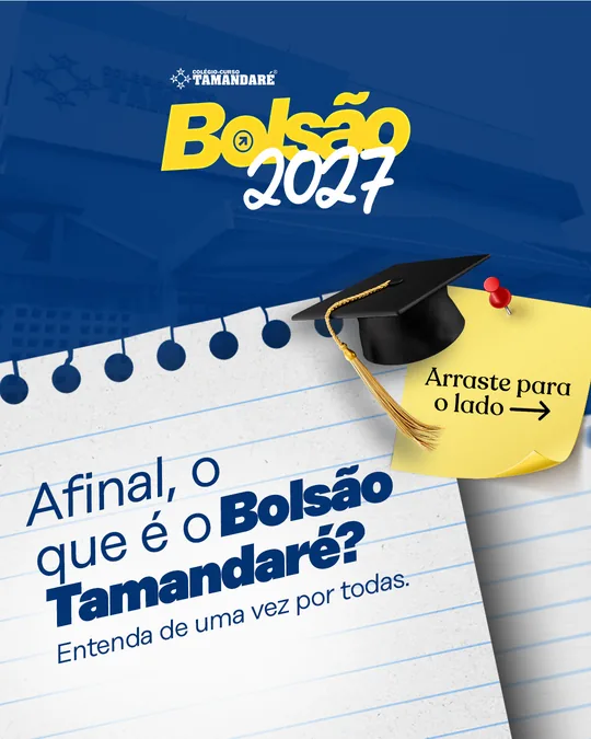 Capa: “Afinal, o que é o Bolsão Tamandaré?” em folha de caderno com capelo e post-it