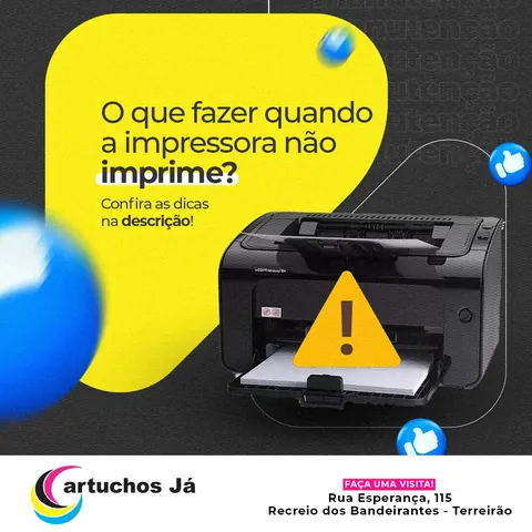 Cartuchos Já: “O que fazer quando a impressora não imprime?” com sinal de alerta