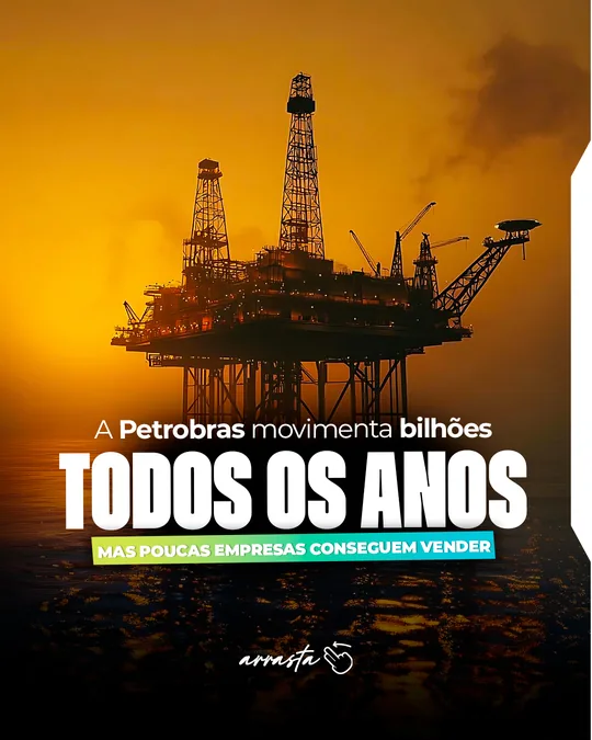 Capa: “A Petrobras movimenta bilhões todos os anos” com plataforma de petróleo ao pôr do sol