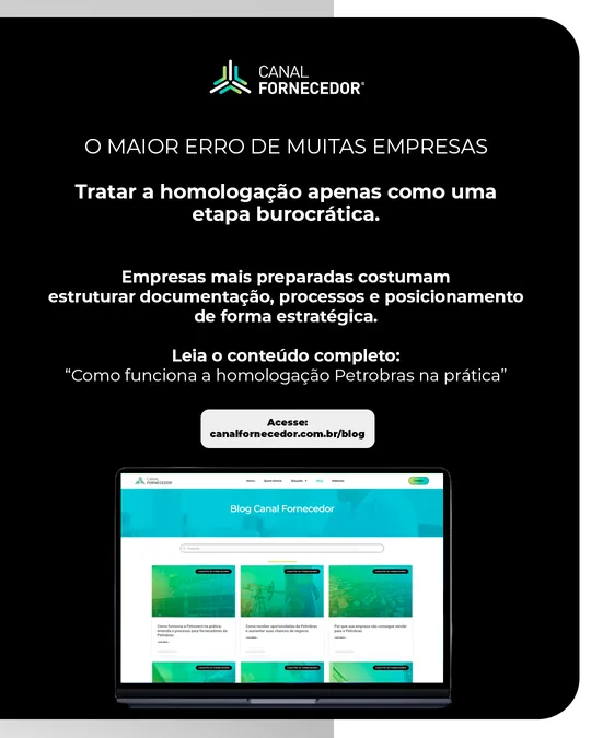 “O maior erro de muitas empresas” com chamada para o blog do Canal Fornecedor