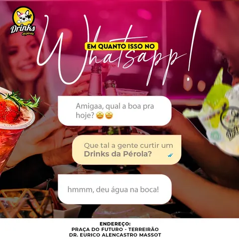 Drinks: conversa de WhatsApp pedindo drinks